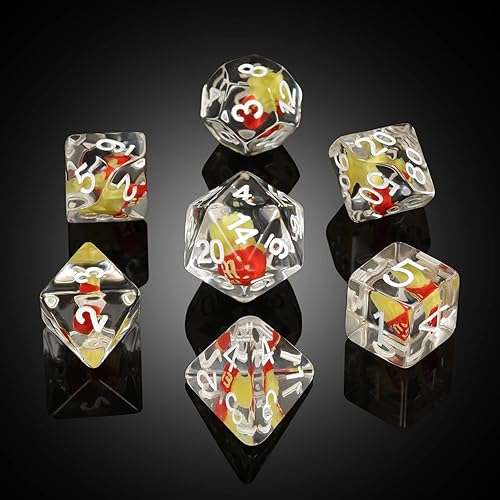 Miniatura 5 de Set de Dados DNDND, DNDND 7 Piezas de Dados Poliédricos de Resina con Bolsa de Terciopelo para Juegos de Rol D&D y Juegos de Mesa (Fichas)