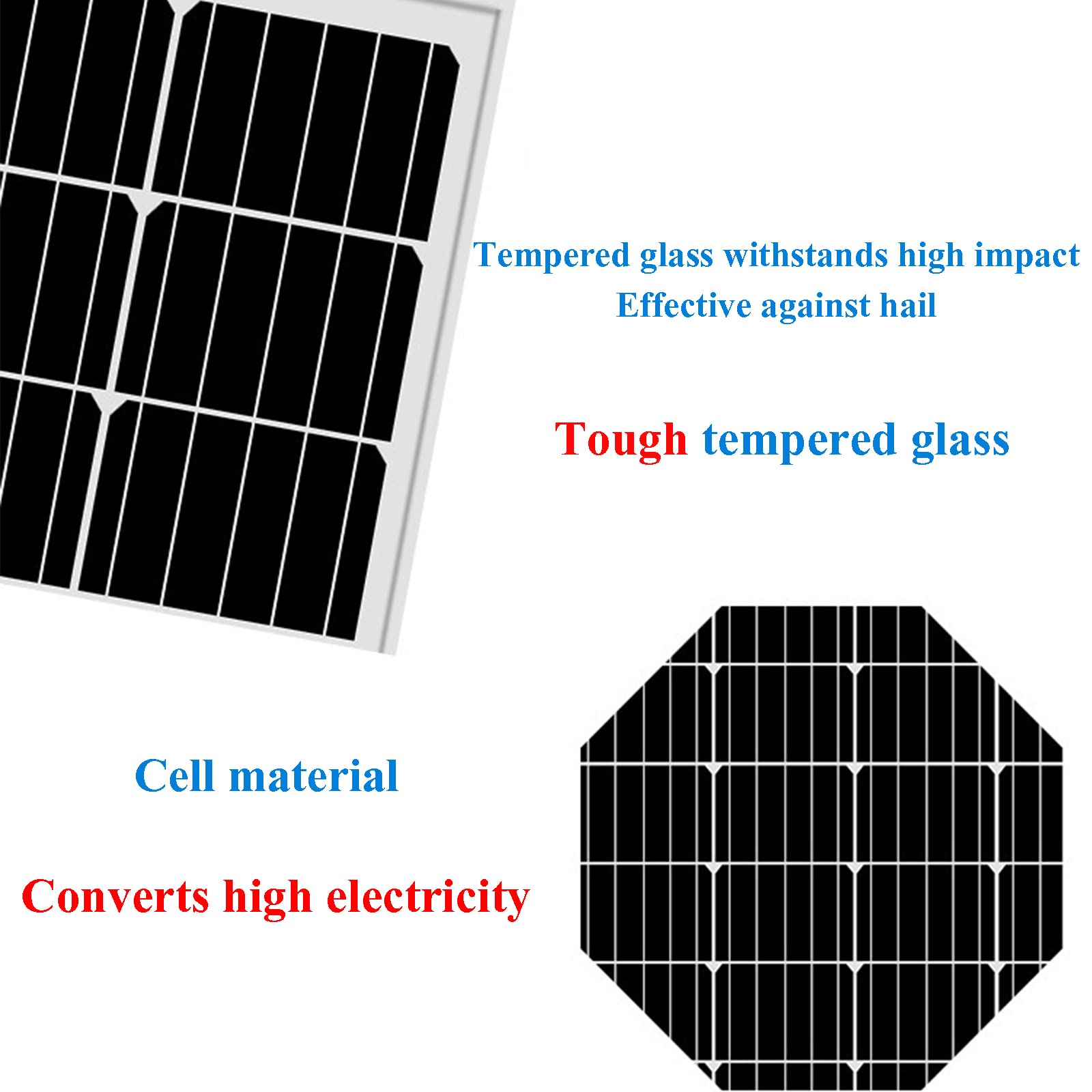 100W Pannello Solare Monocristallino Modulo Pannelli Solari 18V Fotovoltaico per Camper Roulotte Barca Giardino Barche 12V Batteria di Ricarica Sistema di Energia Solare off-Grid 2 Pz