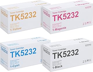 TK-5232 TK 5232 1T02R90US0 - SHEENGO Compatible Toner Cartridge Replacement for Kyocera TK5232 TK-5232K TK-5232C TK-5232M TK-5232Y for Ecosys M5521cdw P5021cdw P5021cdn M5521cdn Printer Tray (4 Pack)