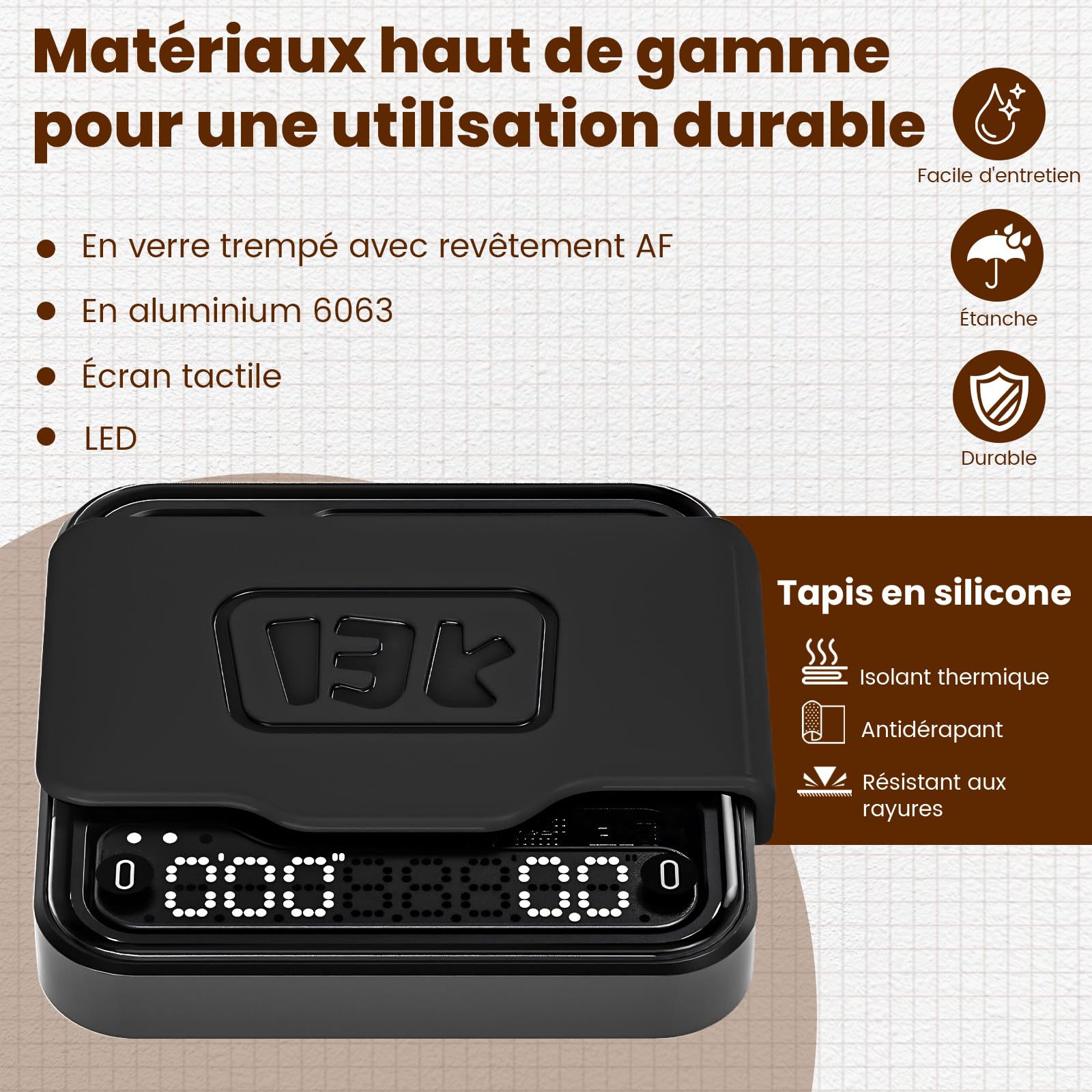 BOOKOO Balance Café avec Minuterie, 0,1 g & 0,1 g/s Haute Précision, USB Rechargeable, 3 Modes, App de connexion Bluetooth, Mini Balance de Précision pour Espresso, Café Filtre, Slow Coffee