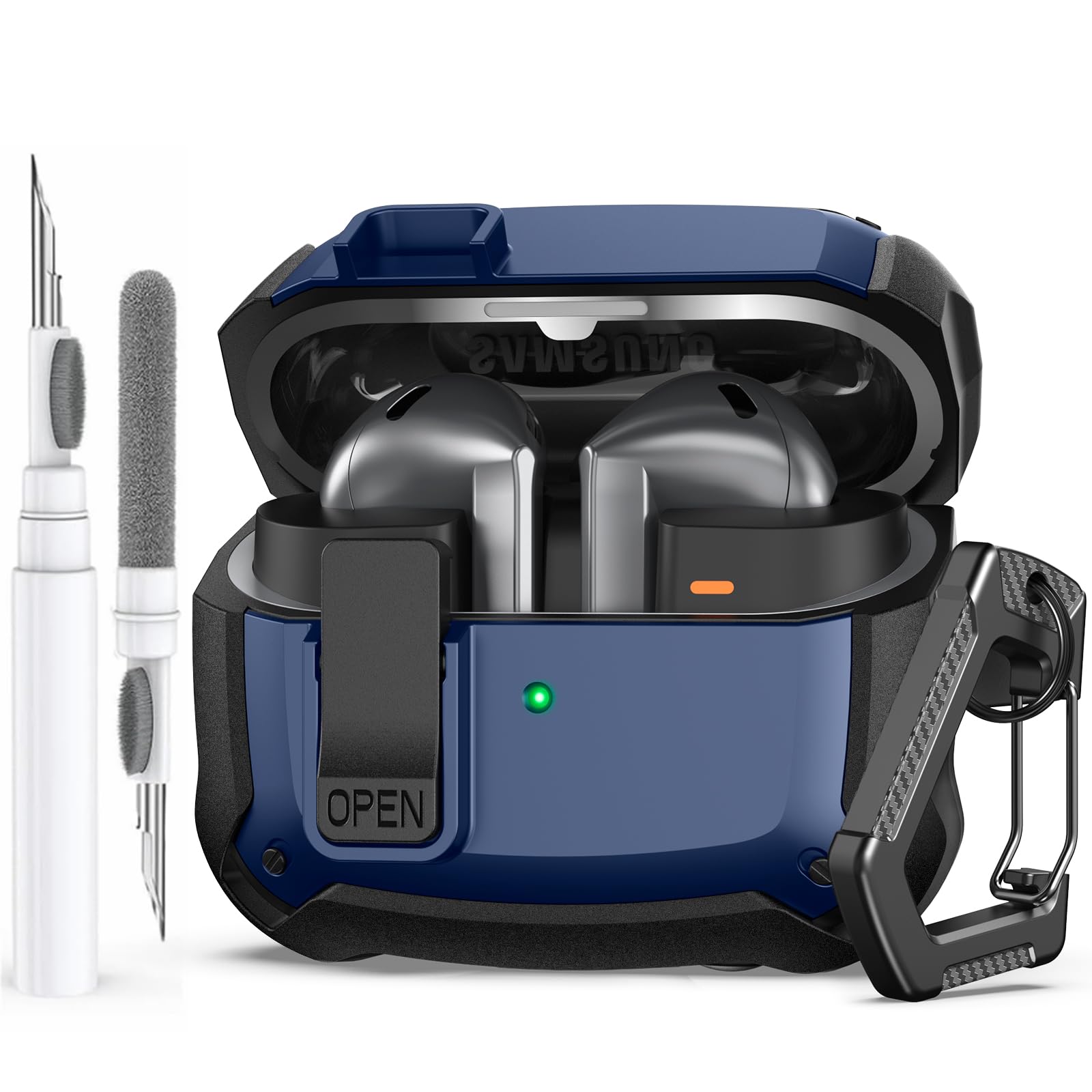 AhaStyle Case for Samsung Galaxy Buds3 / Galaxy Buds3 Pro (2024) / Galaxy Buds 3 FE (2025) with Secure Lock Clip Shockproof Full Protective Skin Cover