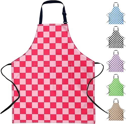 Adjustable Neck Bib Apron with Pocket for Men Women, Waterproof Aprons Gifts for Kitchen Baking Chef Painting Gardening