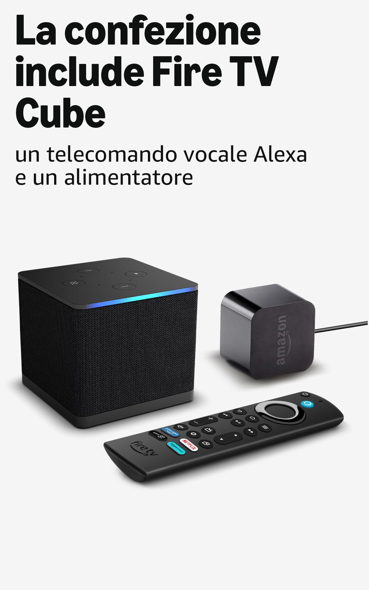 Amazon Fire TV Cube (Ultimo modello) | Lettore multimediale per lo streaming con controllo vocale tramite Alexa, Wi-Fi 6E e 4K Ultra HD, trova serie TV più velocemente con Alexa+