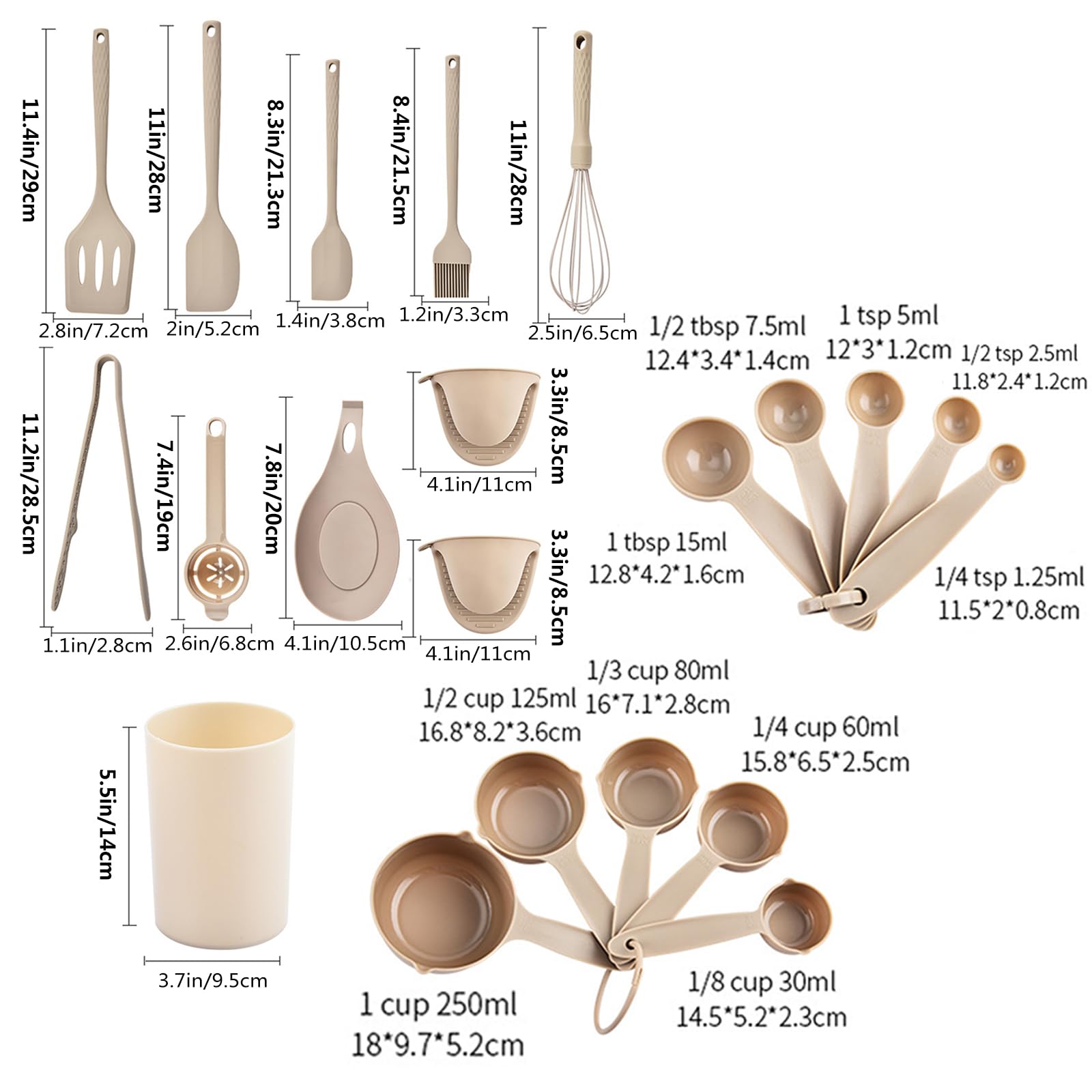 21 Stück Küchenhelfer Set, Silikon Schwarz Küchenset Küchenutensilien Mit Utensilienhalter, Antihaft Hitzebeständiger Kochbesteck Kochutensilien Set Für Kochen, Gesund, Leicht Zu Reinigen ,Pink