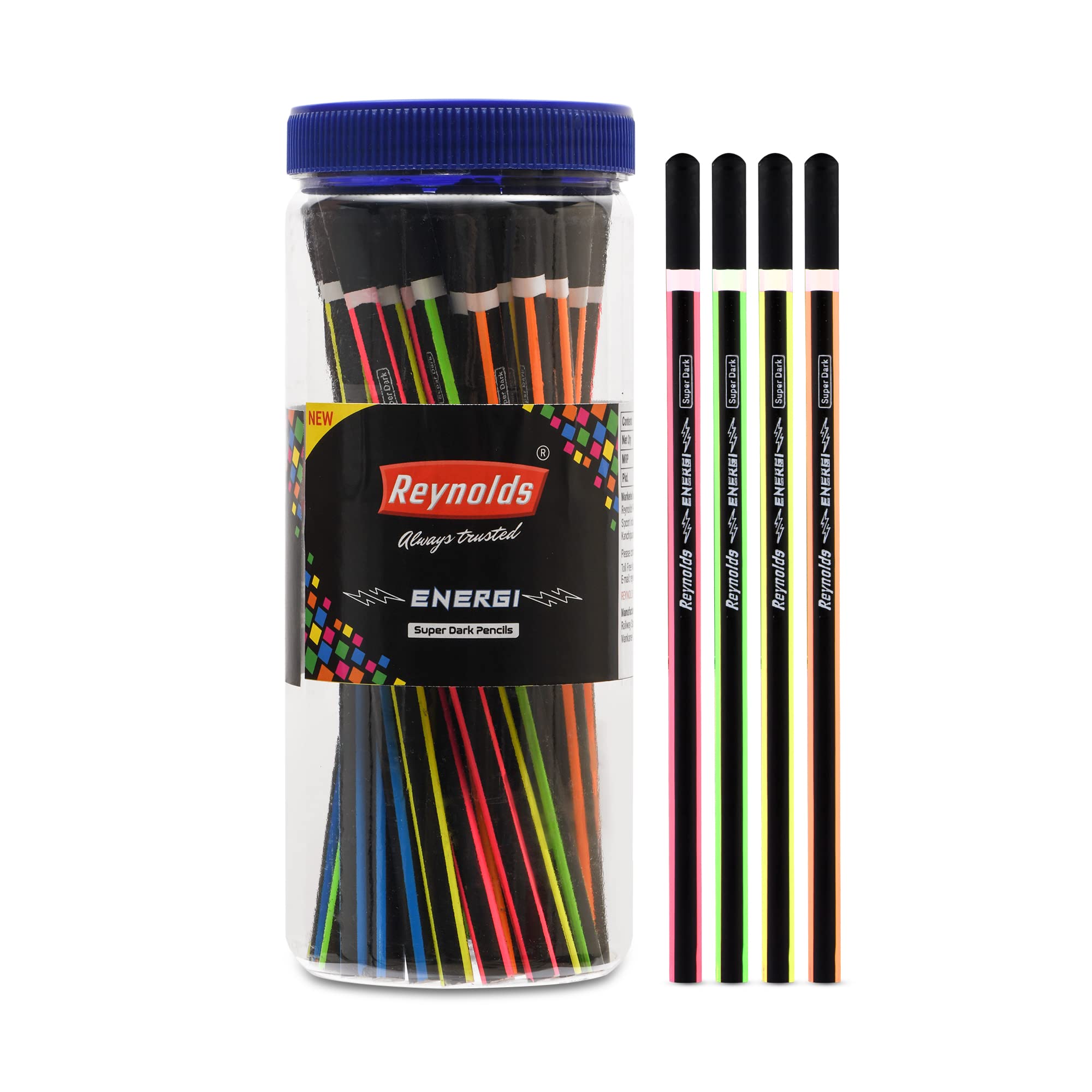 Reynolds ENERGI PENCIL 30 CT JAR | Break resistant lead With Comfortable Grip for Extra Smooth Writing I School and Office Stationery