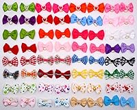 Vista 3 de YOY 50 unidades/25 pares de adorables lazos de grogrén para el pelo de perro con bandas de goma, accesorios para el pelo de cachorro, gato, gatito