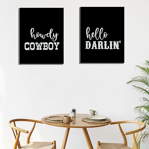 Miniatura 3 de KEUSPI Decoración de pared occidental para dormitorio, juego de 2 lienzos de pared de pareja de vaqueros, decoración del hogar, vaquera vaquera,