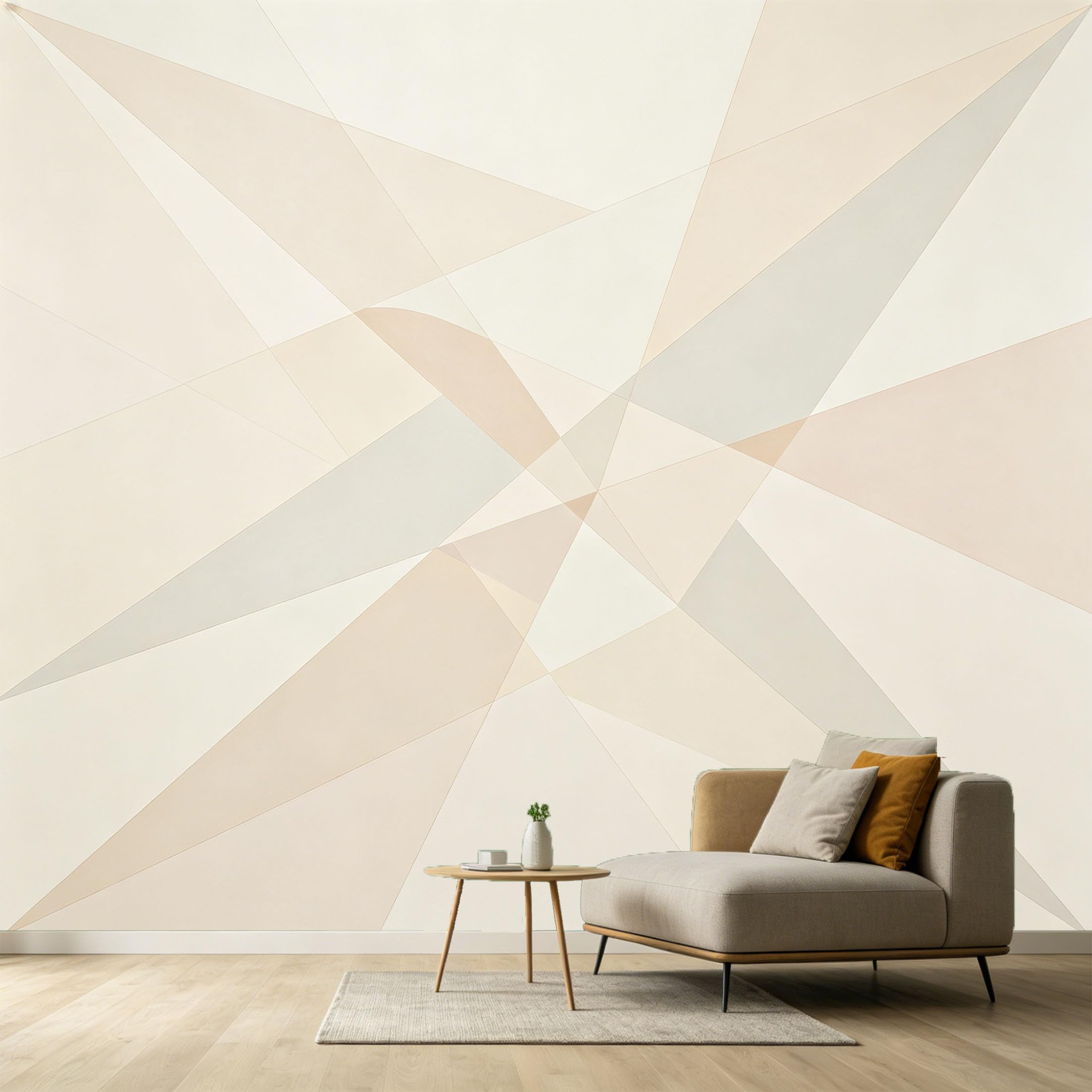 Custom Size Wall Murals Abstract Geometric Minimalist Soft Neutral Tones Modern Art Layered Shapes SelfAdhesive Wall Fabric Removable Large Wallpaper for Photo Living Room