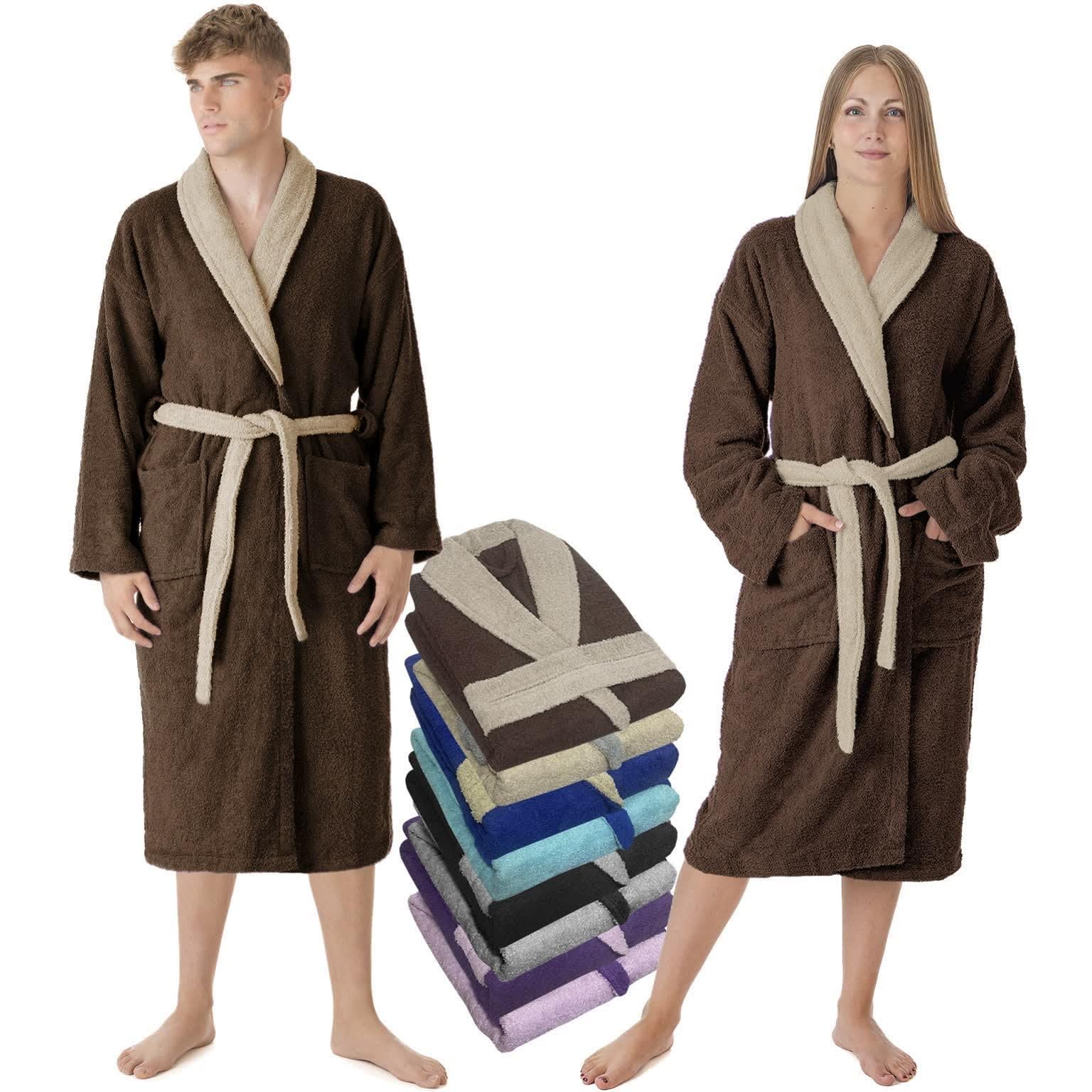 LEBENGOOD Szlafrok męski 100% bawełna American frotte, 450 gsm - szlafrok kąpielowy pod prysznic, miękki, chłonny, unisex, OEKO-TEX