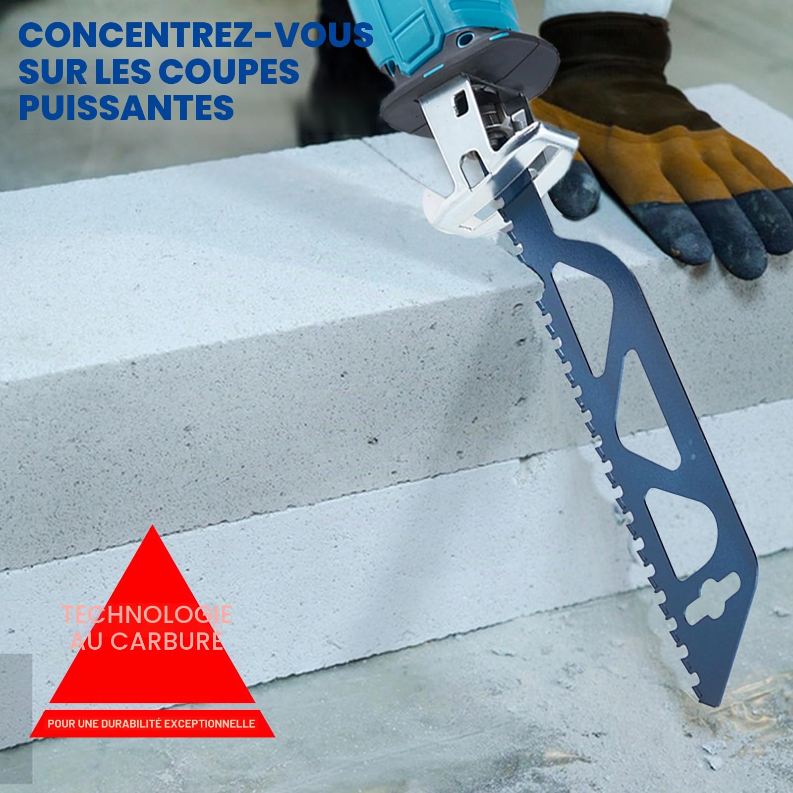 ONEVAN 2 pièces lame scie sabre brique, 305 mm lame de scie sabre universelle, lames de scie alternative pour pierre, béton cellulaire, bois, métal, brique, béton