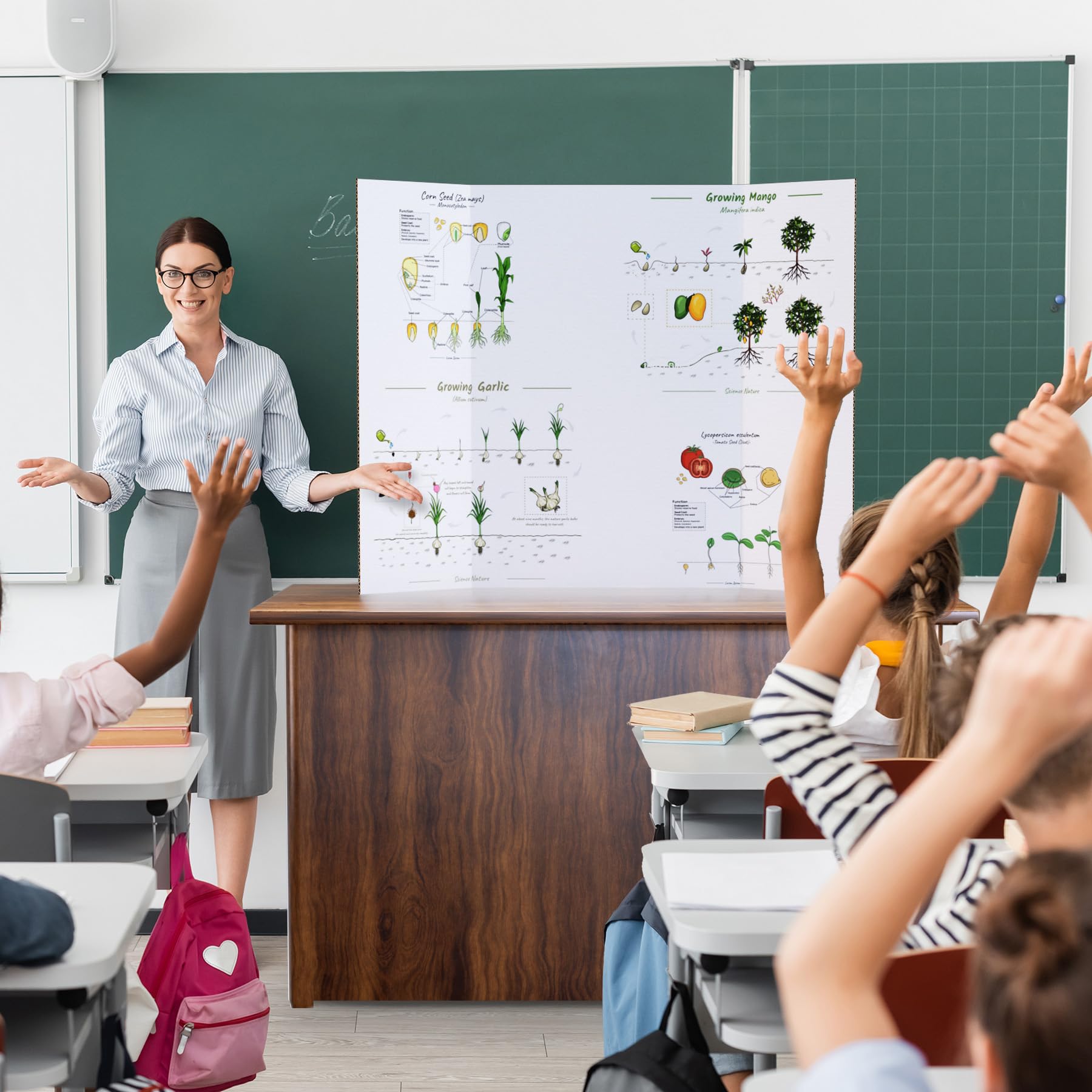 HAUTOCO Dreifach gefaltete Postertafeln, 91,4 x 121,9 cm, 4 Stück, groß, dreifach gefaltet, weiß, gewellter Präsentationskarton für Wissenschaftsmessen, Schulprojekte, Veranstaltungen, Geschäfte