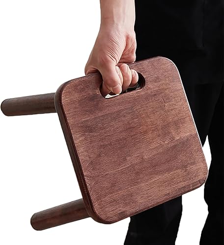 XIHESHIJ Taburete de madera de alta calidad, diseño portátil con aceite de cera de madera, ideal para ancianos, discapacitados y niños, duradero,