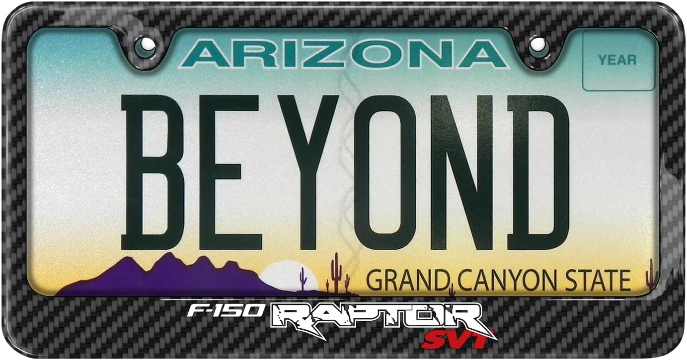 iPick Image for Ford F-150 Raptor SVT Black Carbon Fiber Look ABS Plastic License Plate Frame