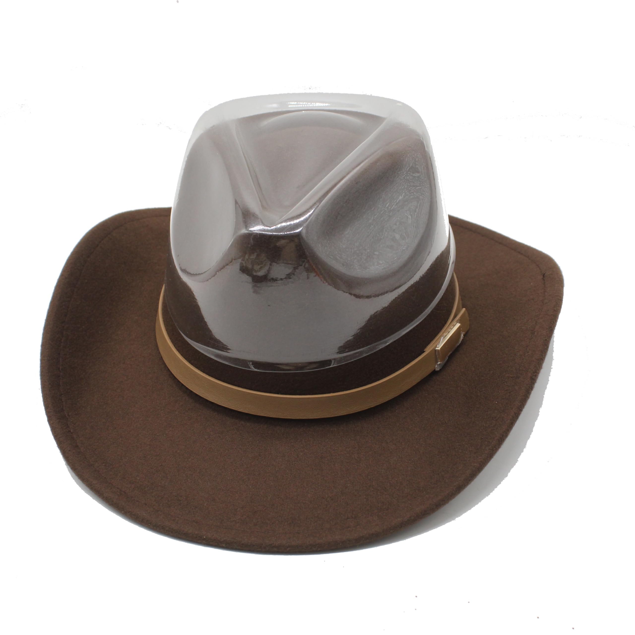 LIDHAY Cappello da cowgirl da cowboy occidentale classico in feltro a tesa larga con fibbia per cintura