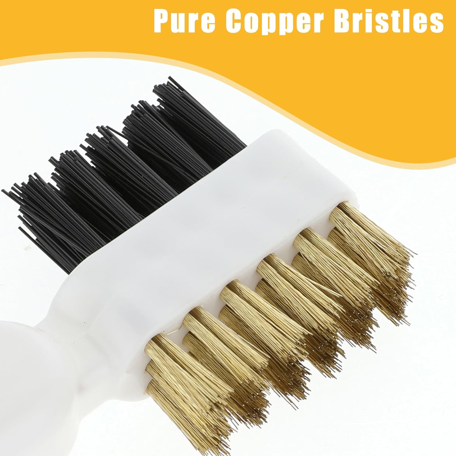 2pcs Kitchen Cleaning Scrub Brush Deep Gas Stove Brass Wire Brushes with Stiff Bristles & Cooktop Scraper Scrubber for Range Hood Grease Grime Rust Cleaner Small Brass Brushes for Pot Pan Household image 4 of 7 B0F8N9VZS3