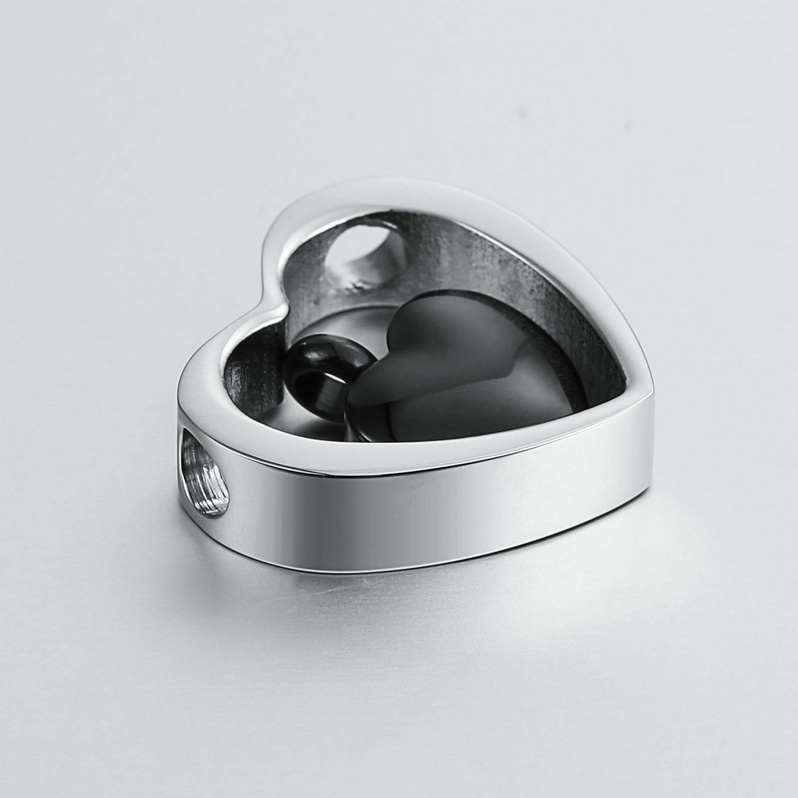 Beydodo Collier urne en forme de cœur en acier inoxydable Doré/argenté/noir
