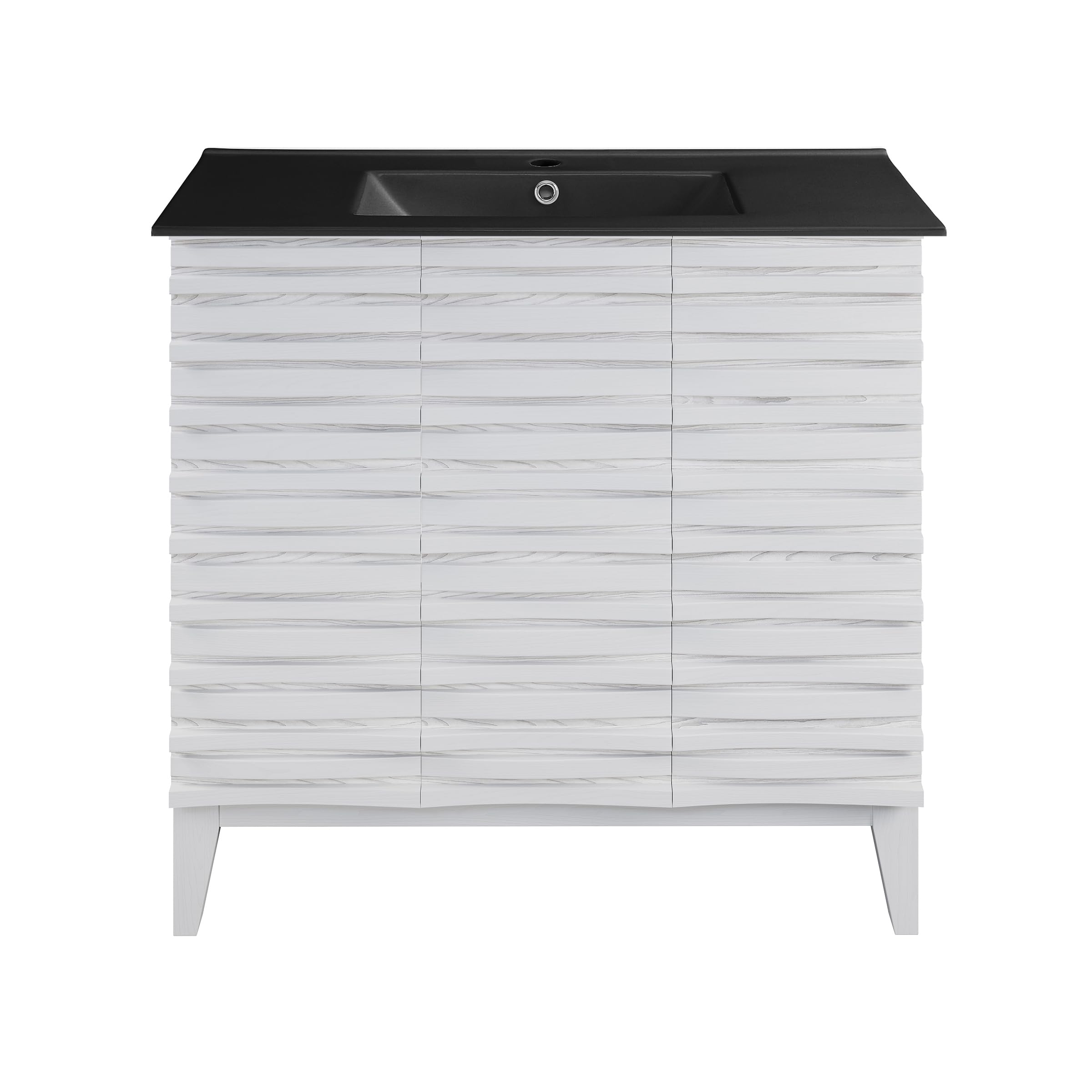 Swiss Madison Cascade 36 in. White Oak Bathroom Vanity with Black Ceramic Sink Top
