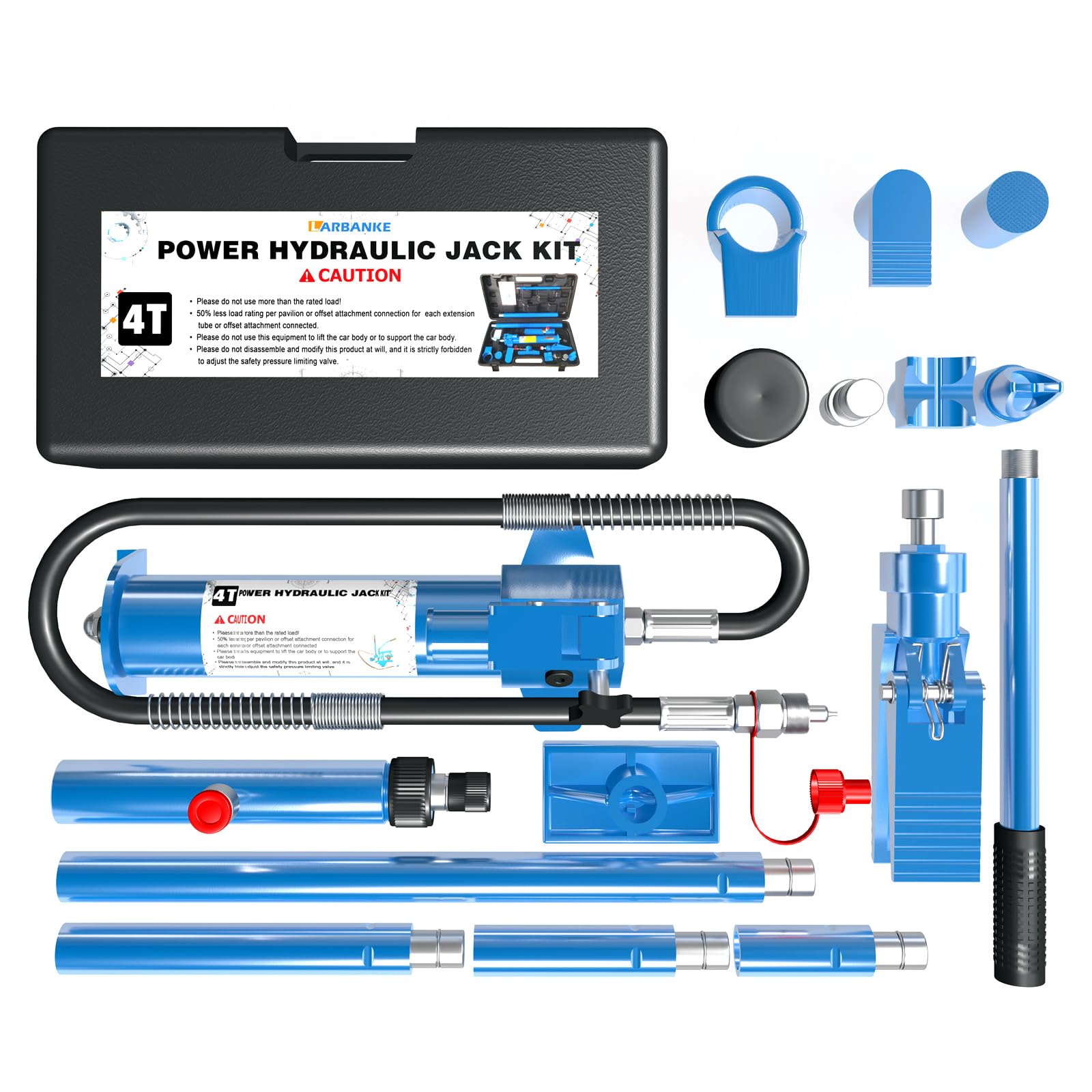 4 Ton 8800 lbs Capacity Porta Power Jack Hydraulic Ram Auto Body Frame Collision Repair Kit Set 17