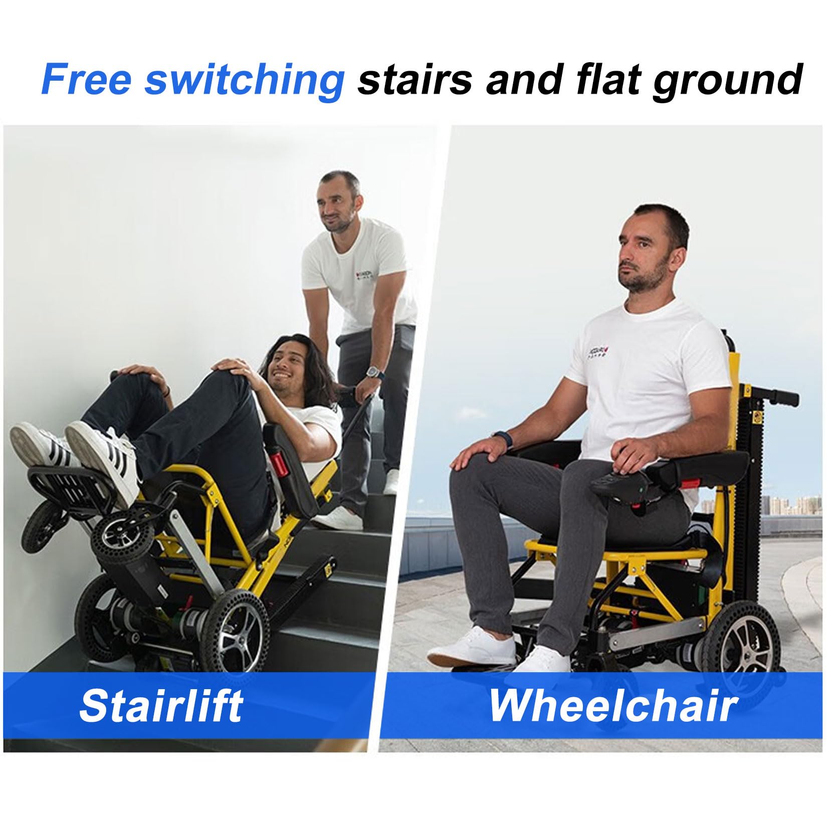 Silla de ruedas eléctrica plegable para discapacitados y ancianos, silla de escalera portátil ligera con marco de aleación de aluminio
