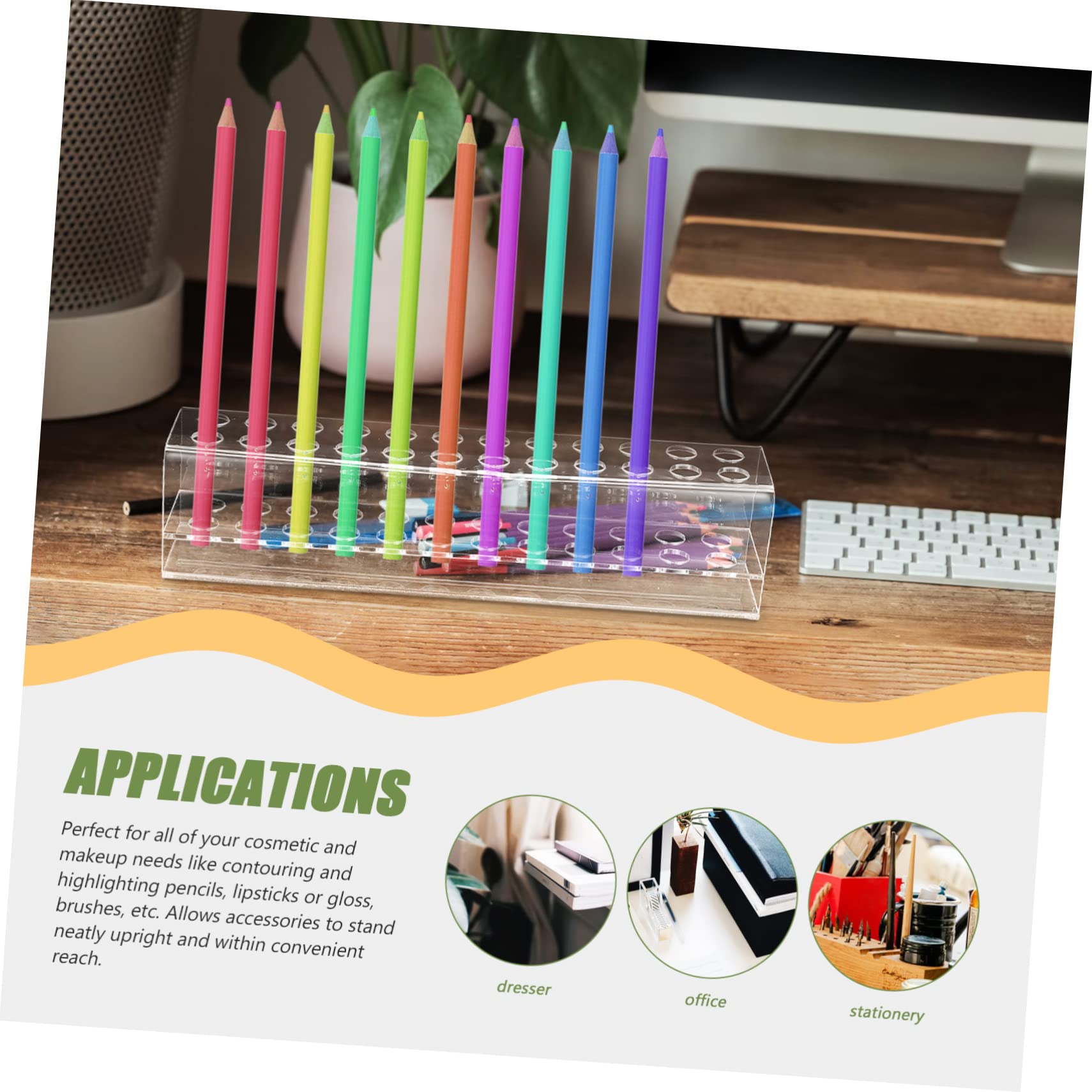 Tofficu 2pezzi Portapenne Acrilico Per e Cancelleria Organizer Per Stabile e Resistente Per Scrivania e Make-up