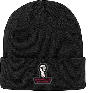 Mens FIFA World Cup Event Cuffed Knit Hat, Black, One Size