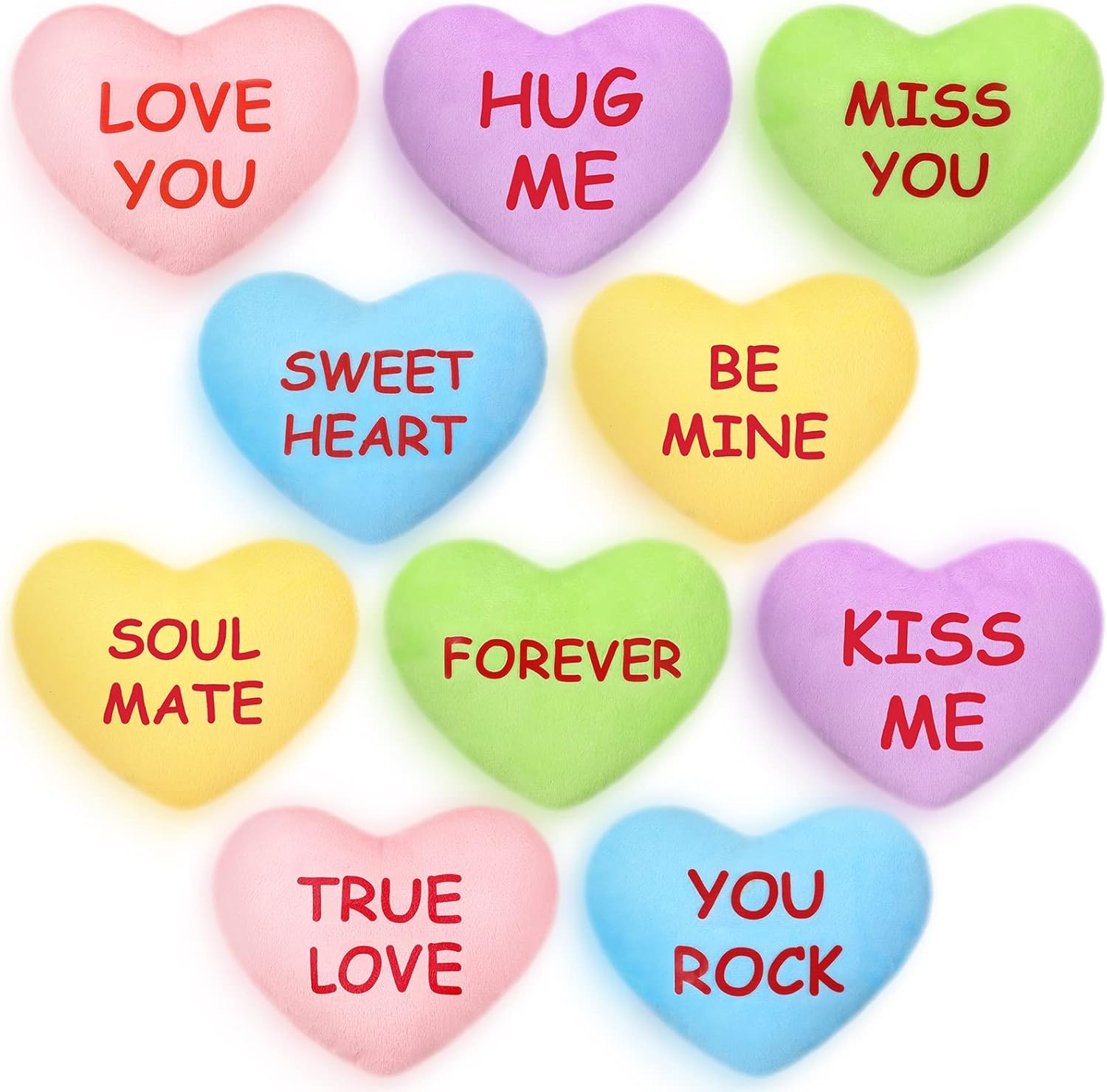 Hanaive 10 Pcs Plush Conversation Hearts Stuffed Valentines
