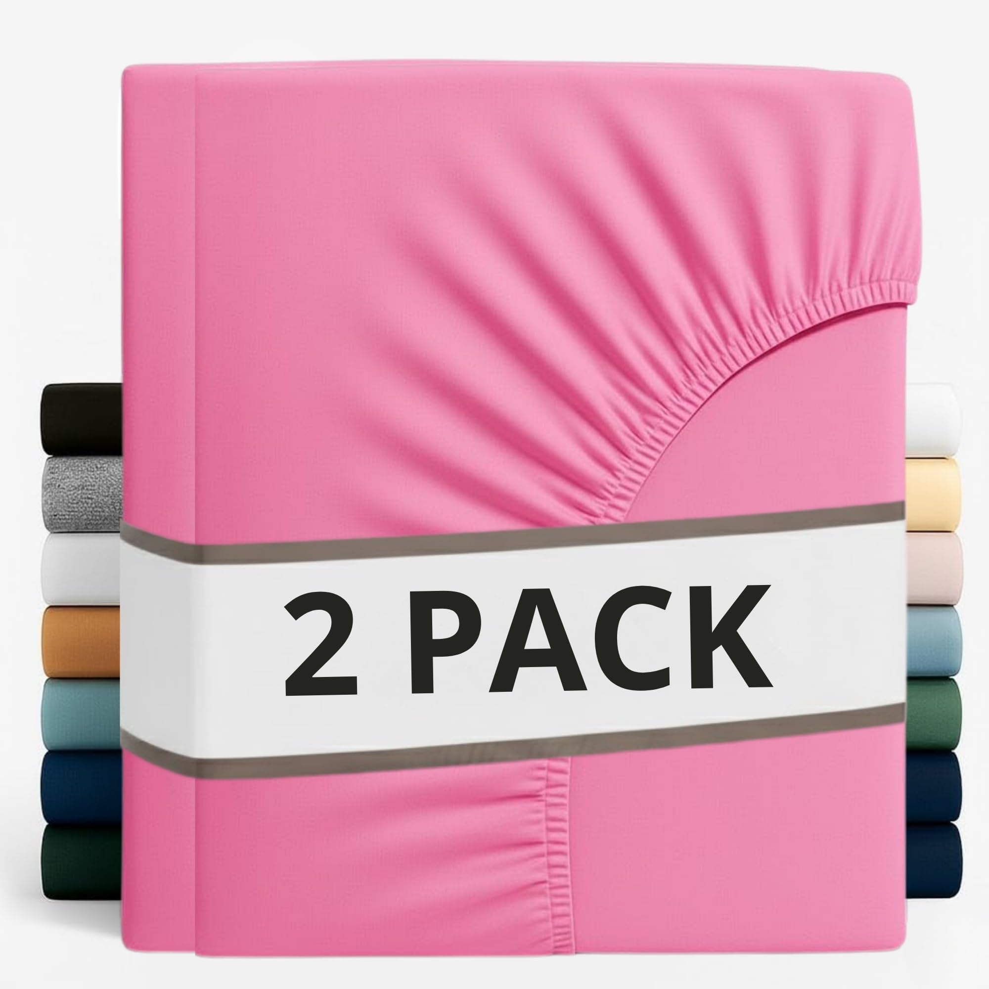 Z&A Bedding 2 Pcs Super King Fitted Sheet Pink - 30CM Extra Deep Elastic Corners Bedsheet - Super Soft Brushed Microfibre Bottom Sheet - Washable, Shrinkage & Fade Resistant