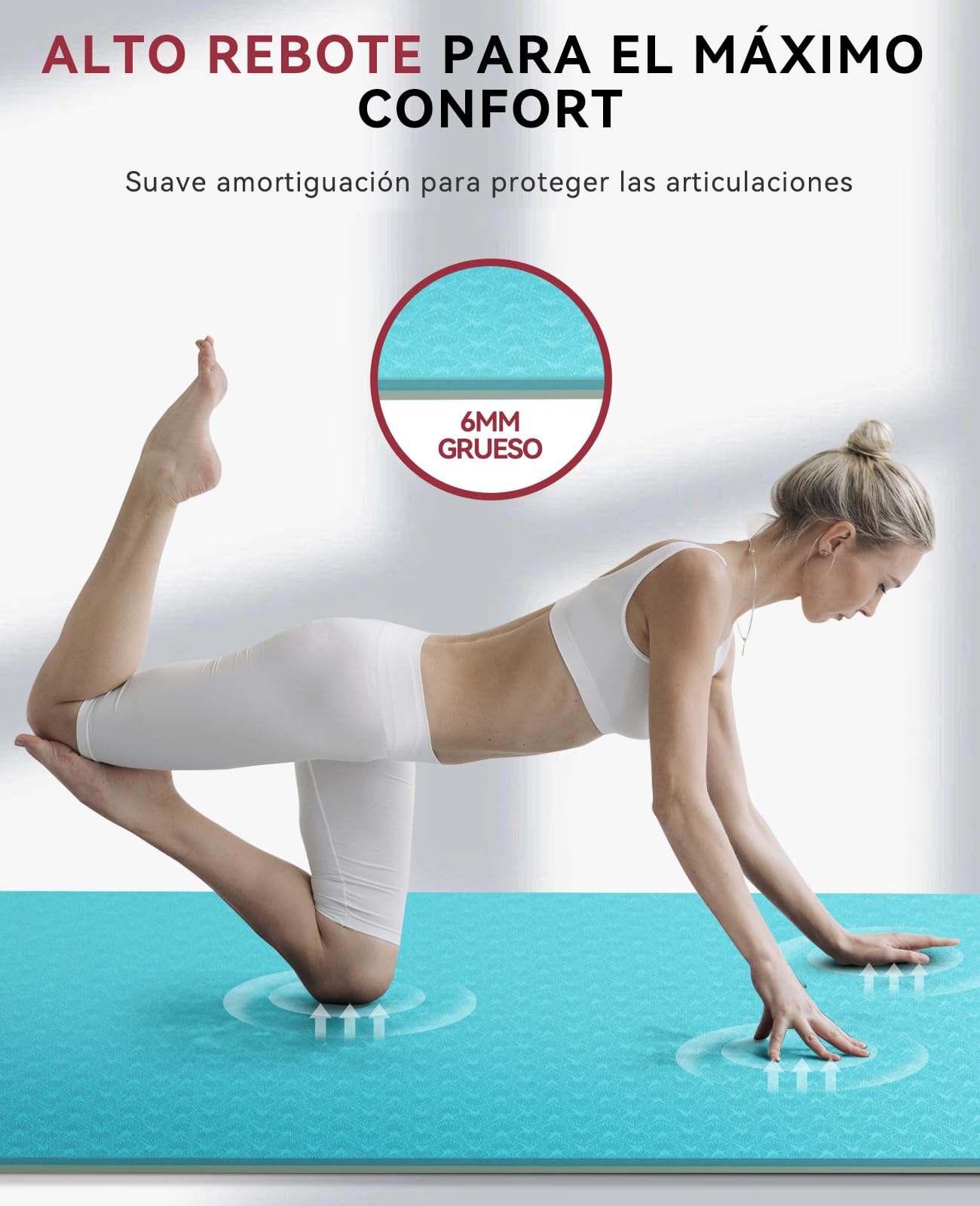 HAPBEAR Esterilla Yoga Grande - 183 cm x 91 cm x 6 mm, Esterilla de Ejercicio Antideslizante Extra Ancha para Entrenamiento en Casa, Incluye Bandas de Resistencia Extra y Bolsa de Transporte