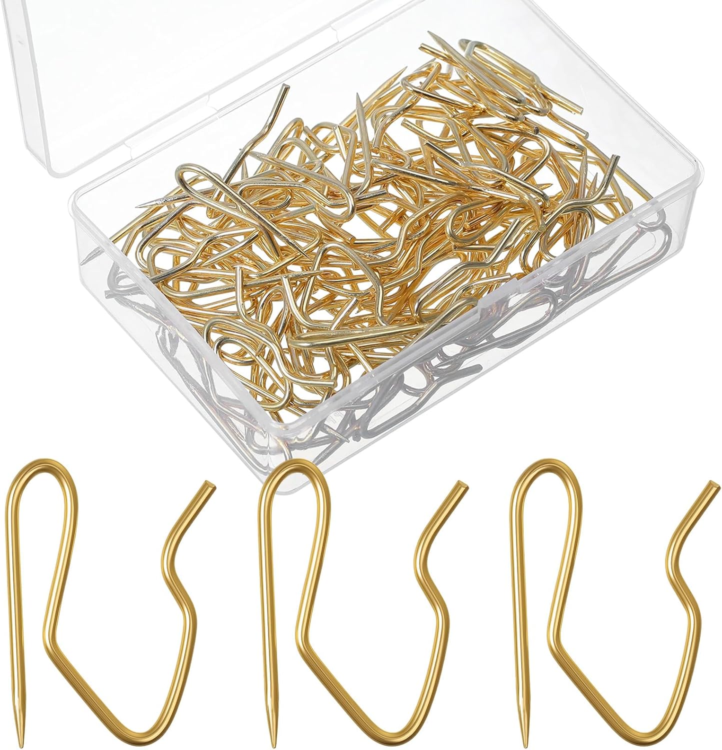 Outus 58 Pack Metal Curtain Hooks Pin-On Drapery 1.2x1,Gold
