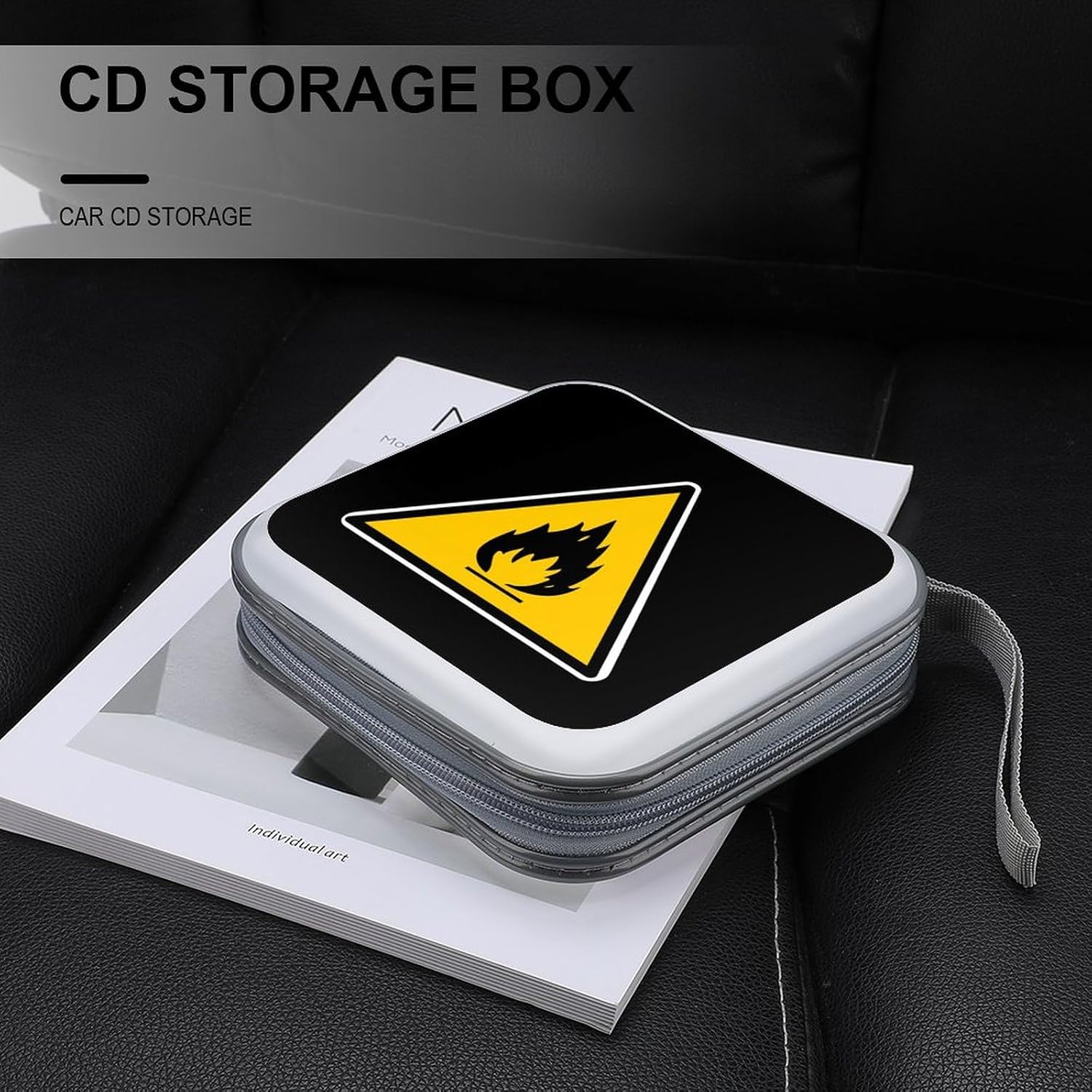 Inflammable Sign Hazardous CD Case Portable DVD Storage Box CD Wallet Holder Binder Organizer for Car Home