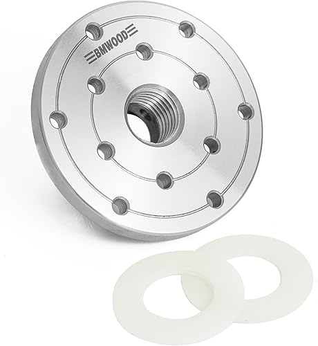 Miniatura 33 de Placa frontal de torno de madera de acero de 2 pulgadas con tornillo y dos arandelas de nailon, apto para torno de madera de husillo de 1 pulgada x