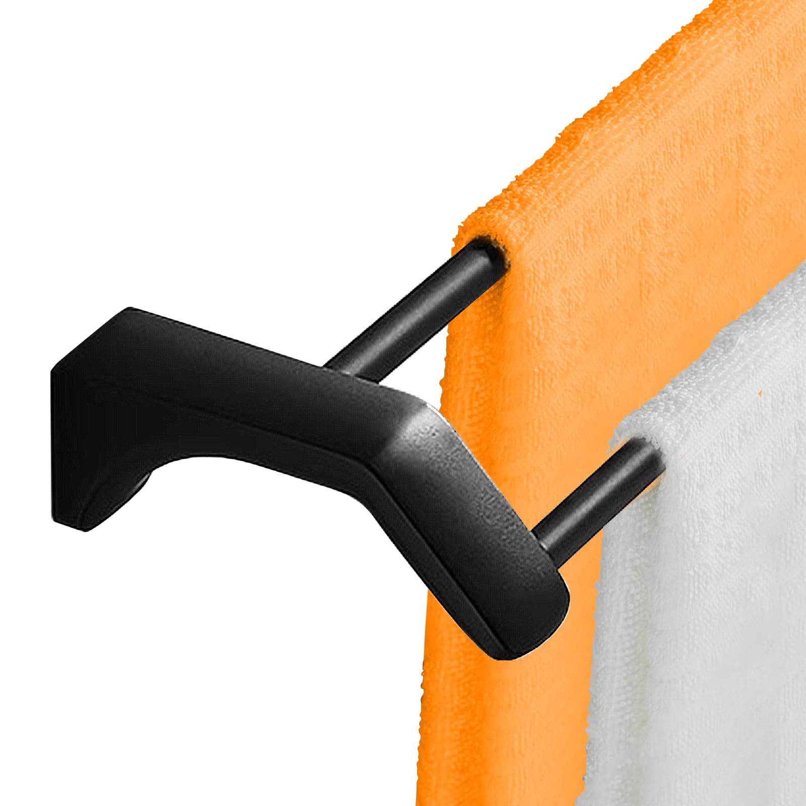Double Barre Porte-Serviettes de Bain 60CM Porte Serviette à Deux Bras en Acier Inoxydable Porte-Serviettes Mural Range Serviettes pour Salle de Bain ou Cuisine (Noir)