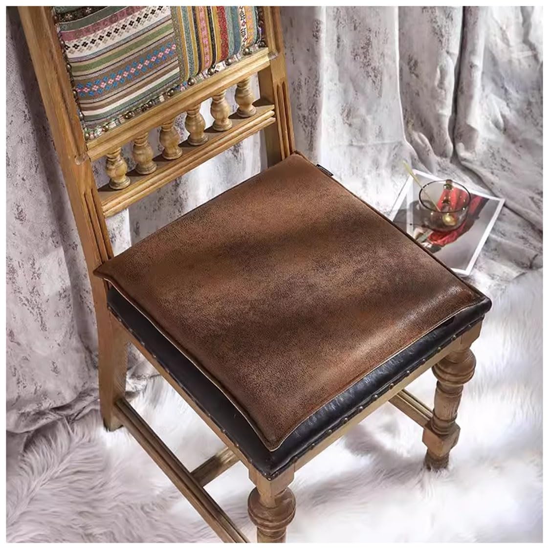 EORNOW Square PU Leather Seat Cushion, 1/2/4 Packs Waterproof Chair Cushion, Floor Cushion Memory Foam Anti-slip Chair Pad, Bar/window/Dining Chairs Seat Pad (Color : K, Size : 40 * 40cm(2 Packs))