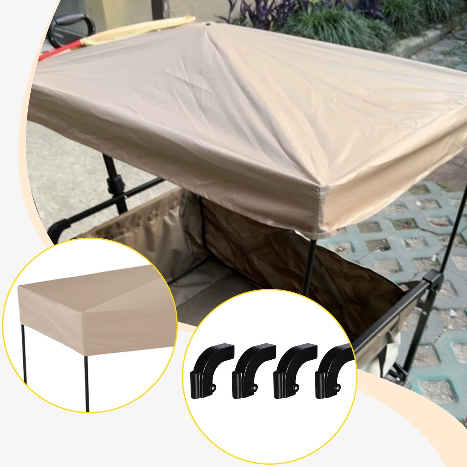 Milageto Auvent de Chariot de Camping, équipement de Plein air Multifonctionnel pour Pique-Nique, pour Chariots carrés de 1,5 cm, Borwn
