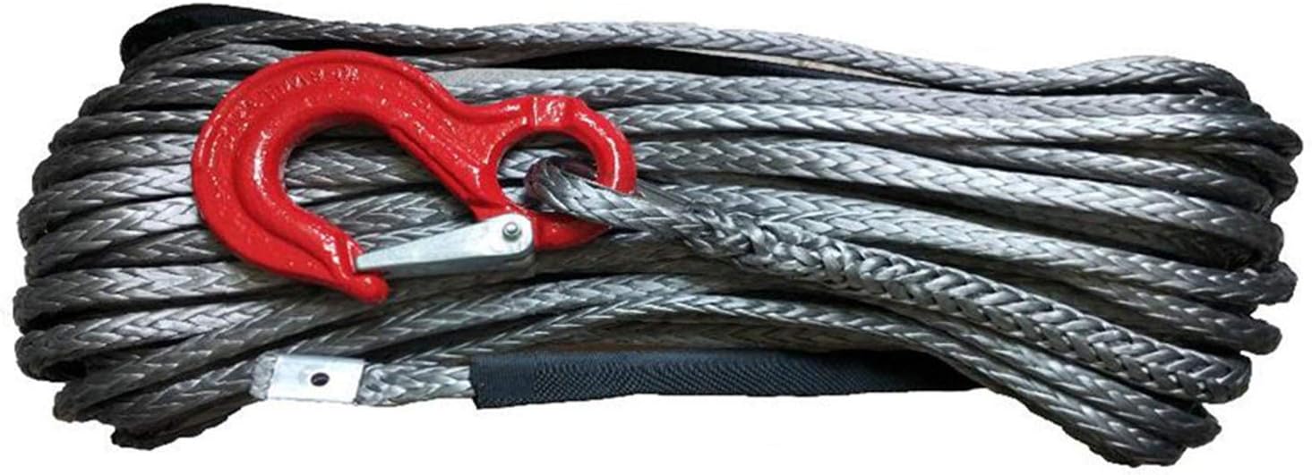 Tow Rope 6mm X 40m Synthetic Winch Line Rope With Hook For ATV/UTV Towing Ropes