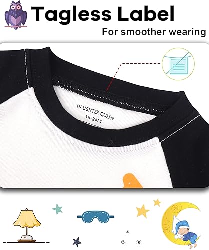 Miniatura 2 de DAUGHTER QUEEN - Pijama para niños de 4 piezas, conjunto corto 100 % algodón, talla 18 meses-12 años