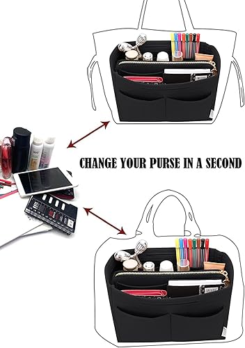 Miniatura 5 de LEXSION - Inserto organizador de fieltro para bolso de mano, con cremallera compatible con bolsos Speedy, Neverful, PM y MM