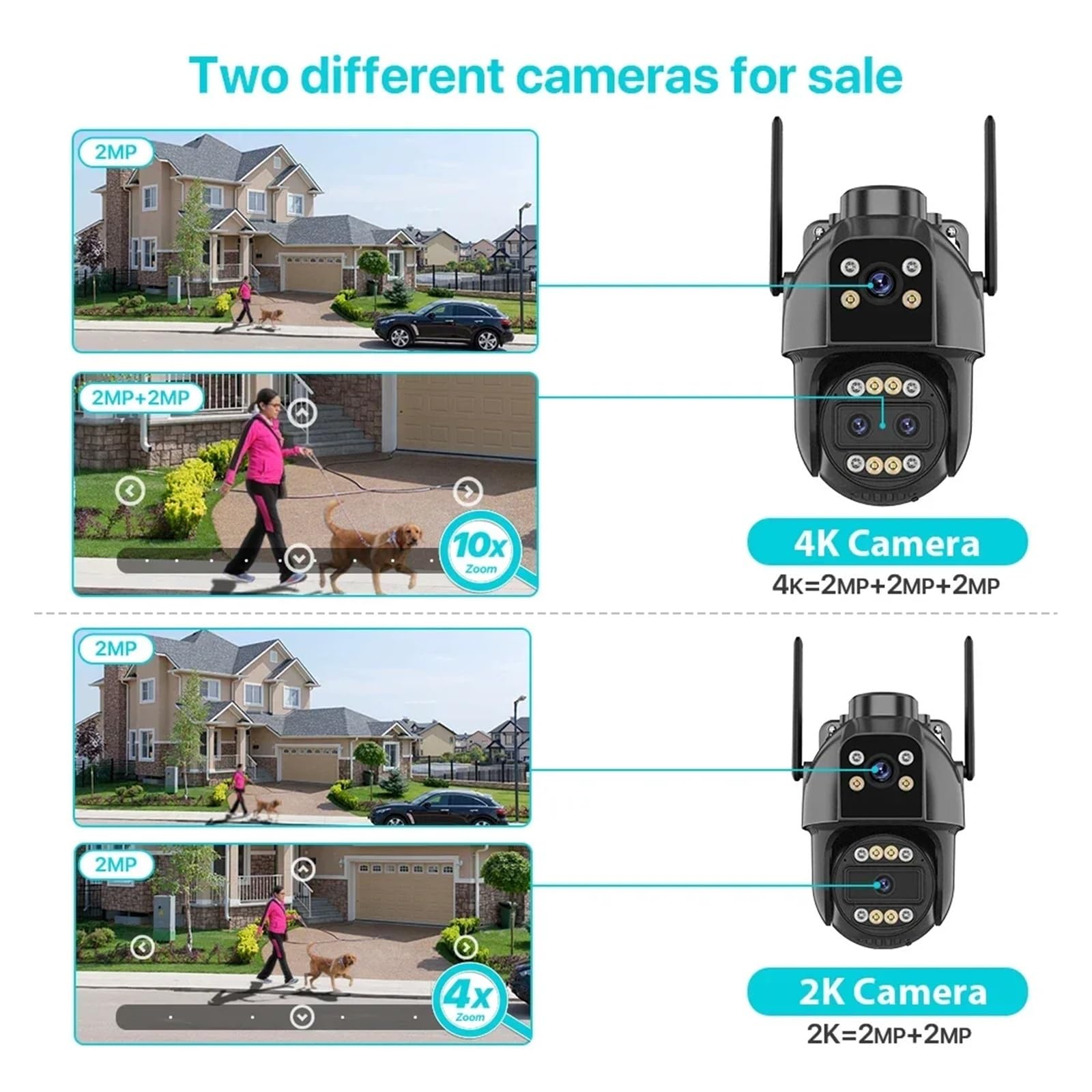 Kamera bezpieczeństwa, Kamera IP 4K HD 4G na zewnątrz 10-krotny Zoom trzy obiektywy podwójny ekran karta Sim kamera PTZ śledzenie AI monitorująca wideo CCTV(4K 4G Add 64G)