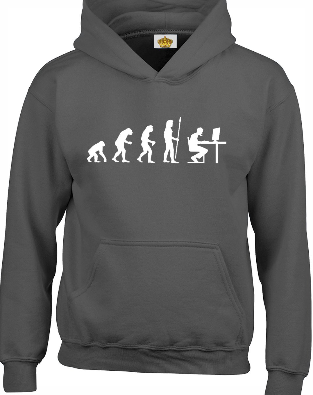 Crown Designs Men's Charcoal The Evolution Of A Pc Gamer Cool Video Game Fan Gift Unisex Hoodies For Wo & Teenagers - /Medium