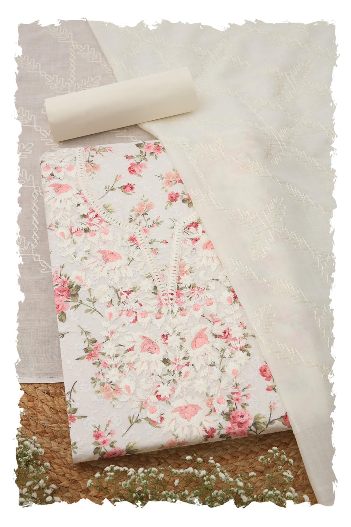 Womens Floral Print Unstitch Dress Material With Thread Work-image-38