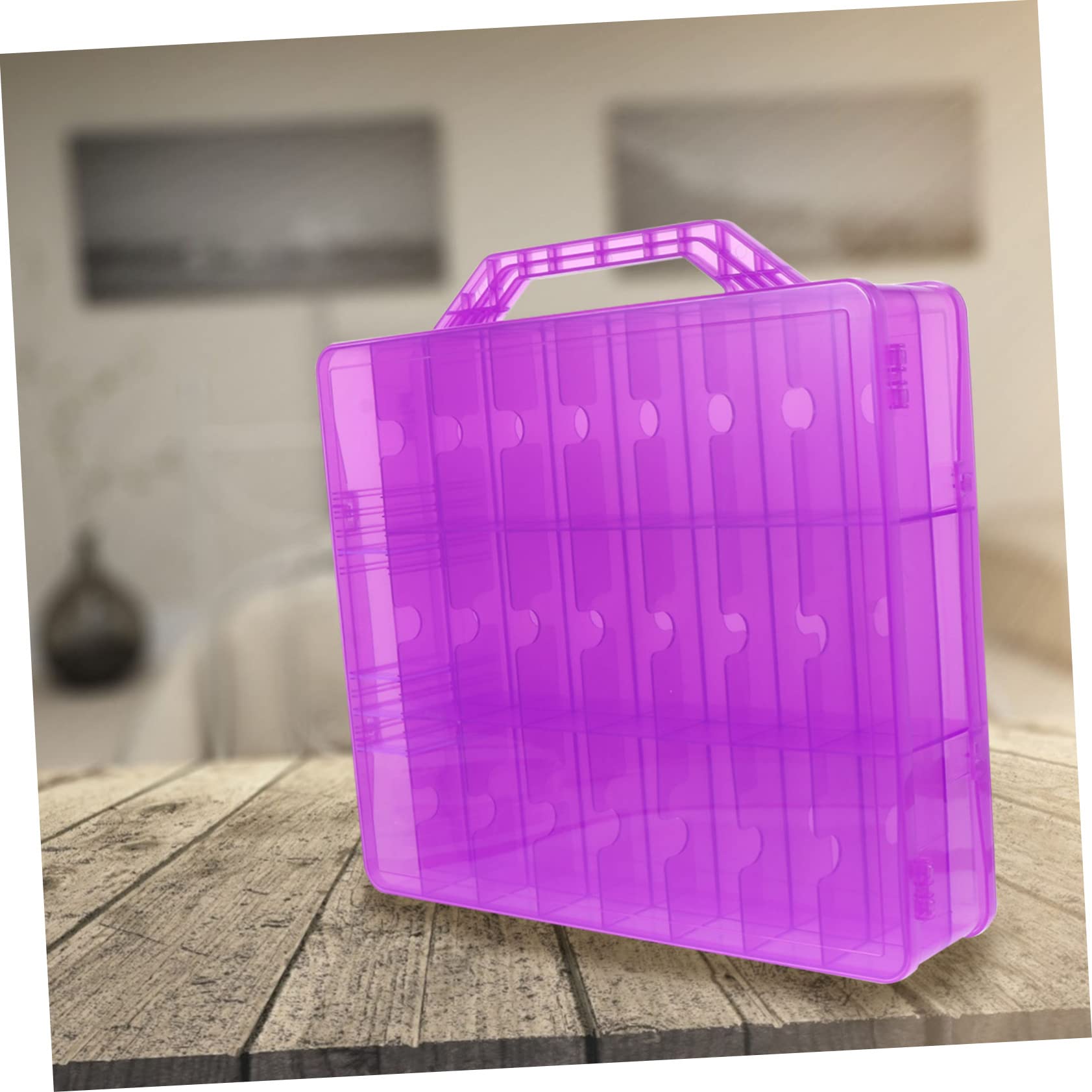 1 Pudełko Do Przechowywania Lakierów Do Paznokci Organizer Na Lakiery Paznokci Etui Na Lakier Jasne Koraliki Plastikowy Fioletowy Manicure Plastikowe Pudełko
