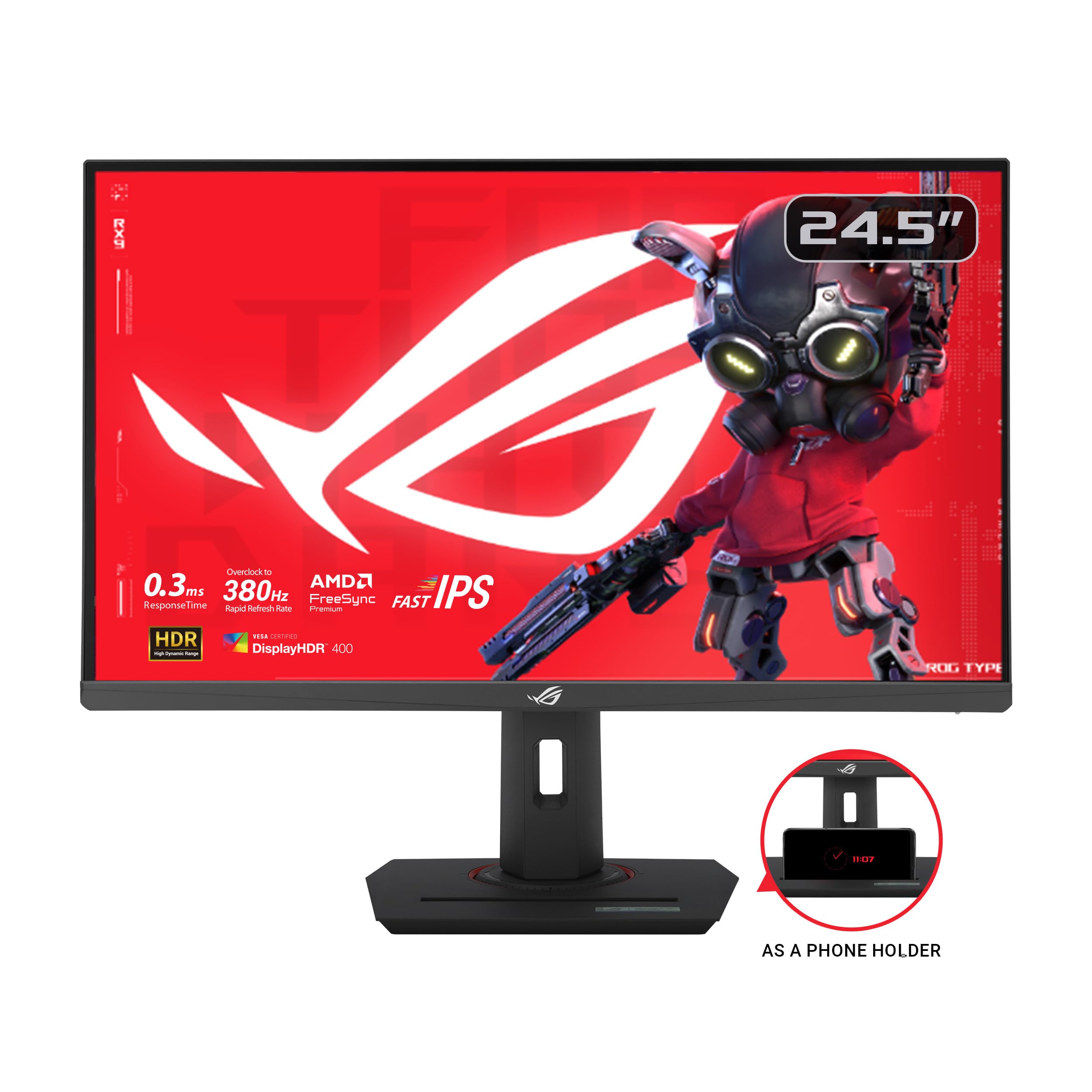 ASUS ROG Strix XG259QNS Monitor Gaming per eSports da 25” pollici (24.5), FHD (1920x1080), Frequenza 380 Hz (OC), Fast IPS, Tempo di Risposta 1 ms (GTG), HDR, DisplayWidget Center, Nero