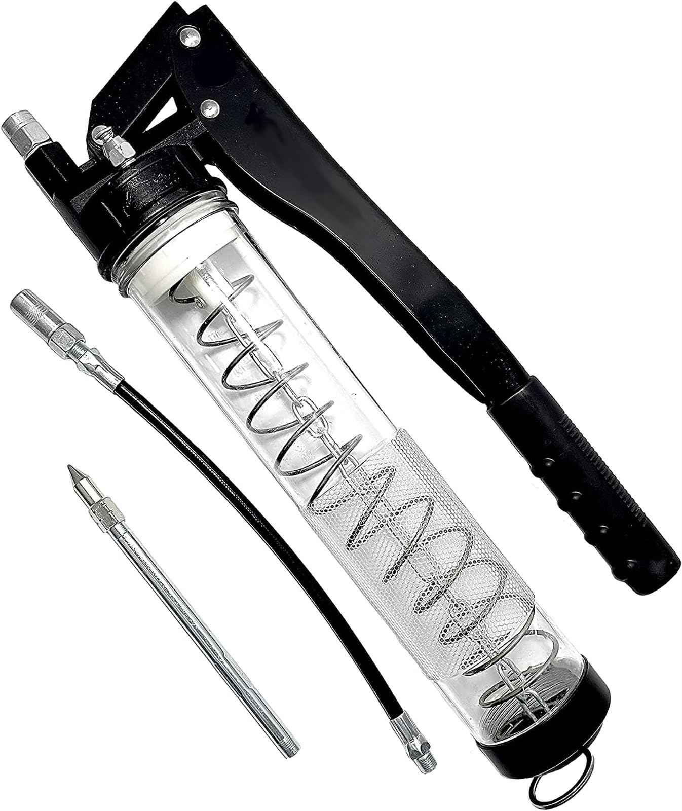 THE WHITE SHOP Professional Dual-Mode Pistol Grip Grease Gun. Includes Grease Coupler, quality 20" hose and in-line hose swivel.