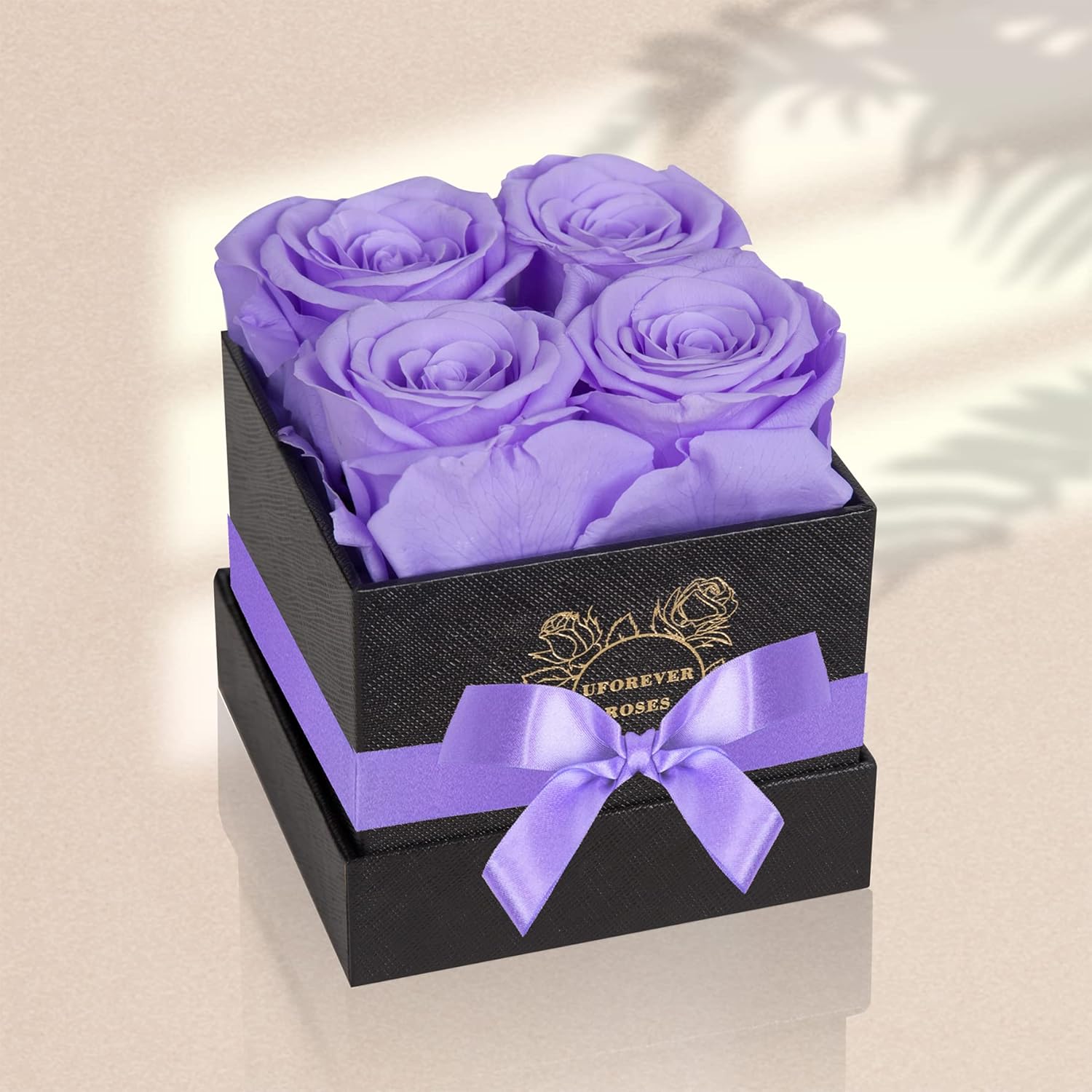 4-Piece Preserved Roses in a Box, Preserved Flowers, Roses Gift for Her, Light Purple - Image 3