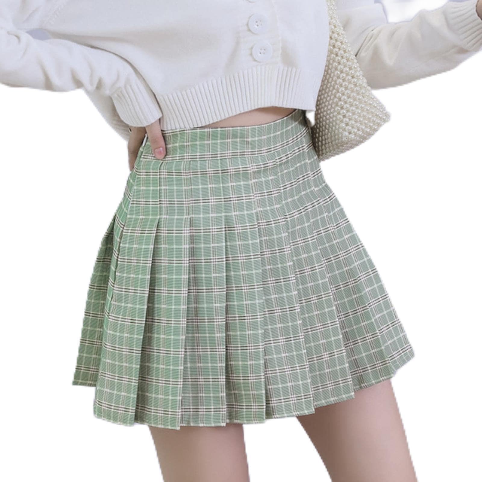 XKUN Falda de tenis Mini falda plisada a cuadros sexy falda de tenis para mujer, falda kawaii, uniforme de niña de la escuela, falda de cintura alta, pantalones cortos, faldas lindas