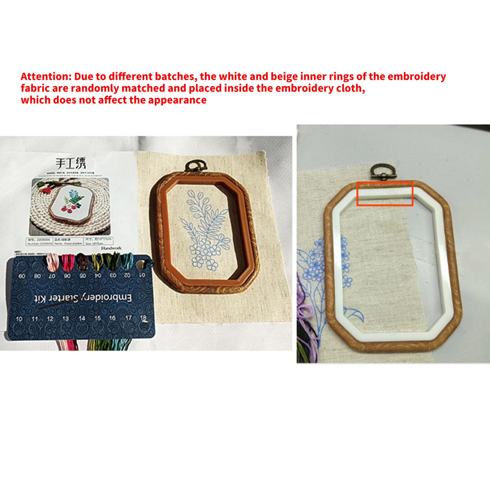 Instrucciones para Marco de Costura de 4,3 x 6 Pulgadas, Tela de Bordar, Hilo de Coser y Aguja, Juego de Flores para Principiantes