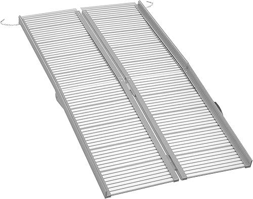 Miniatura 10 de HOMCOM Rampa para silla de ruedas de 4 pies, rampa de umbral de aluminio plegable con superficie y mango antideslizantes, capacidad de peso de 600