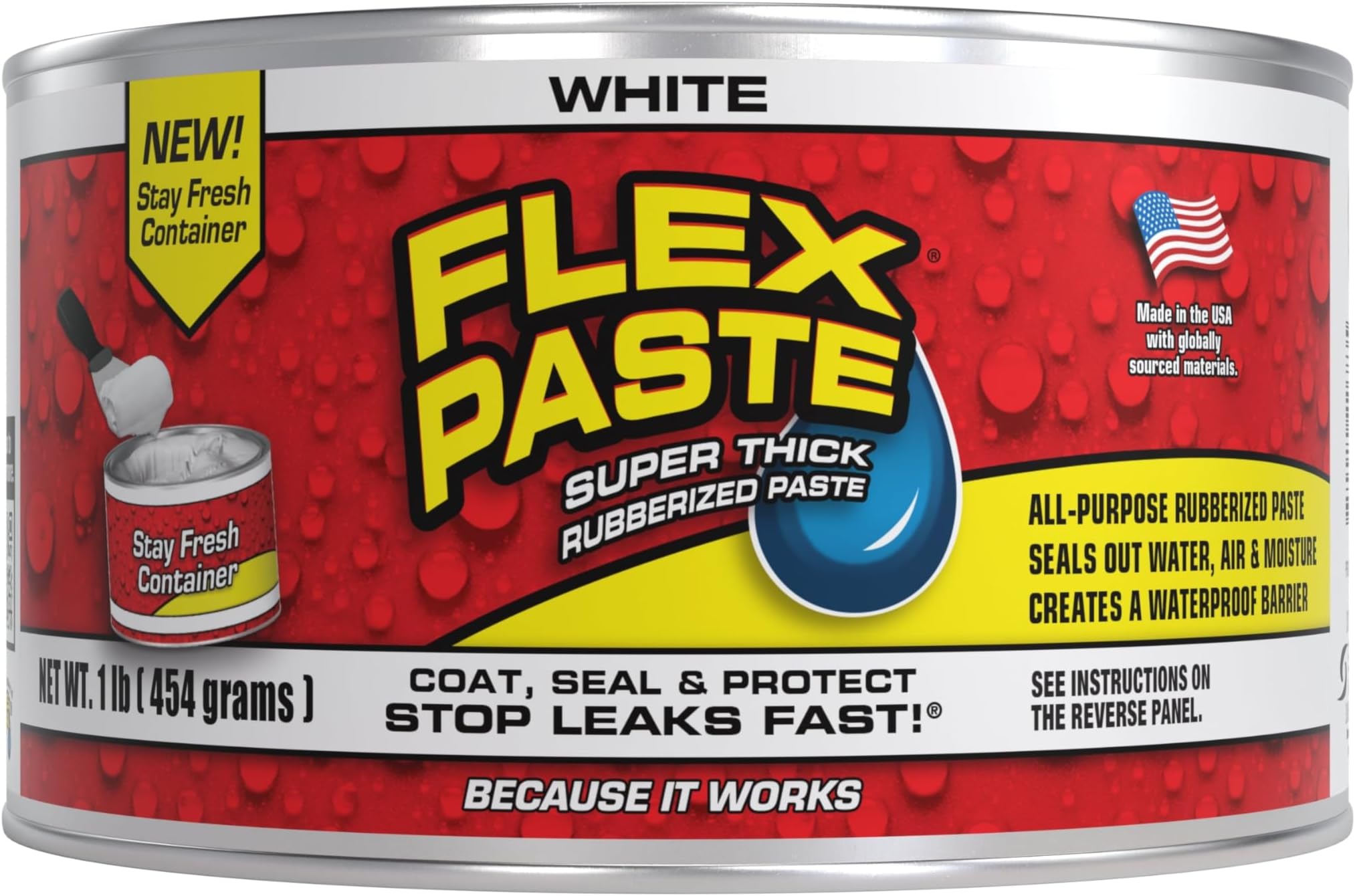 Waterproof Paintable Putty, Spackle Sealant, Fill Gaps Cracks Holes - Block Out Water and Air - UV Resistant - Walls, Drywall, EPDM, Concrete, Roof, RV Repairs, White, Half-Quart