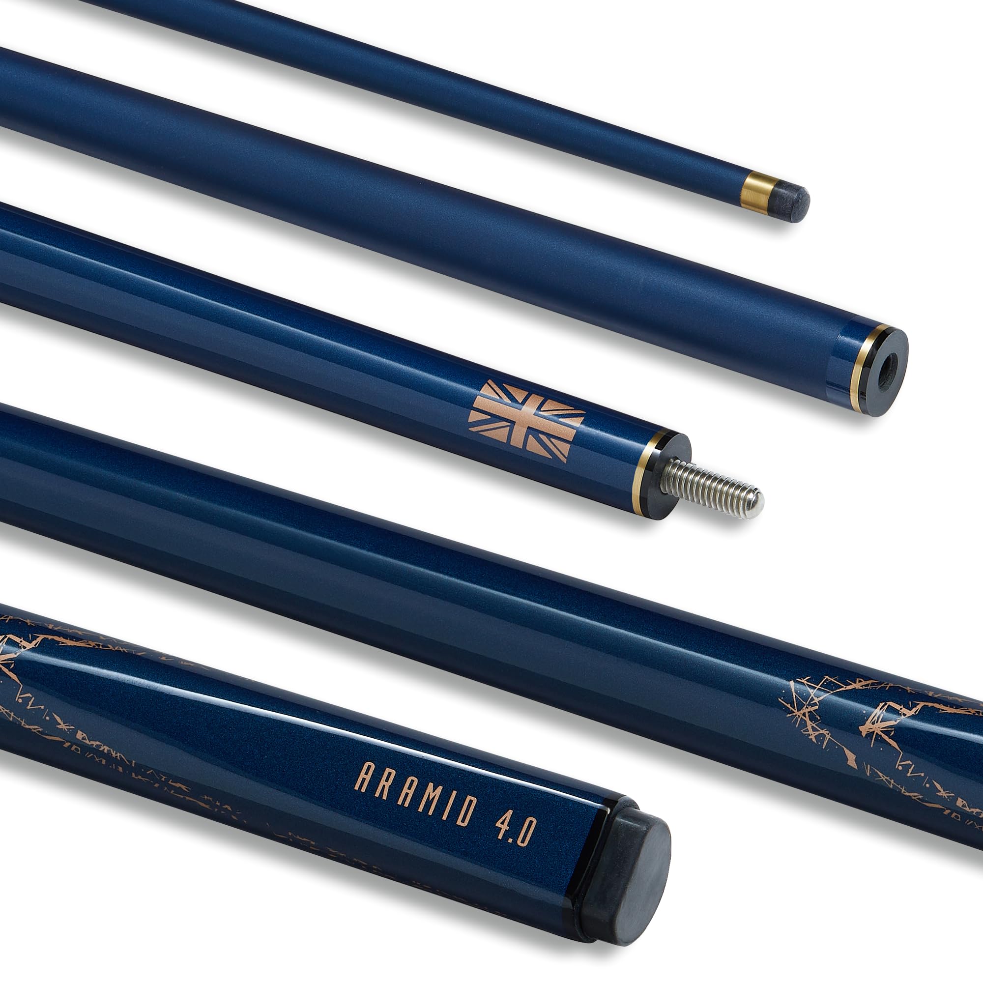POWERGLIDE Snooker Pool of Biljart Keu Stick | Noir | Glasvezel | Ultra Glad Hoogglans | 2-delig 50/50 Joint | Zwart Gebarsten Ijs | 10mm Tip | Volledige grootte 57