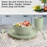 20 PCS Wheat Straw Dinnerware Set for 4 - Unbreakable Plates, Bowls, Cups & Cutlery - Microwave/Dishwasher Safe for Camping & Outdoor - Blush Color